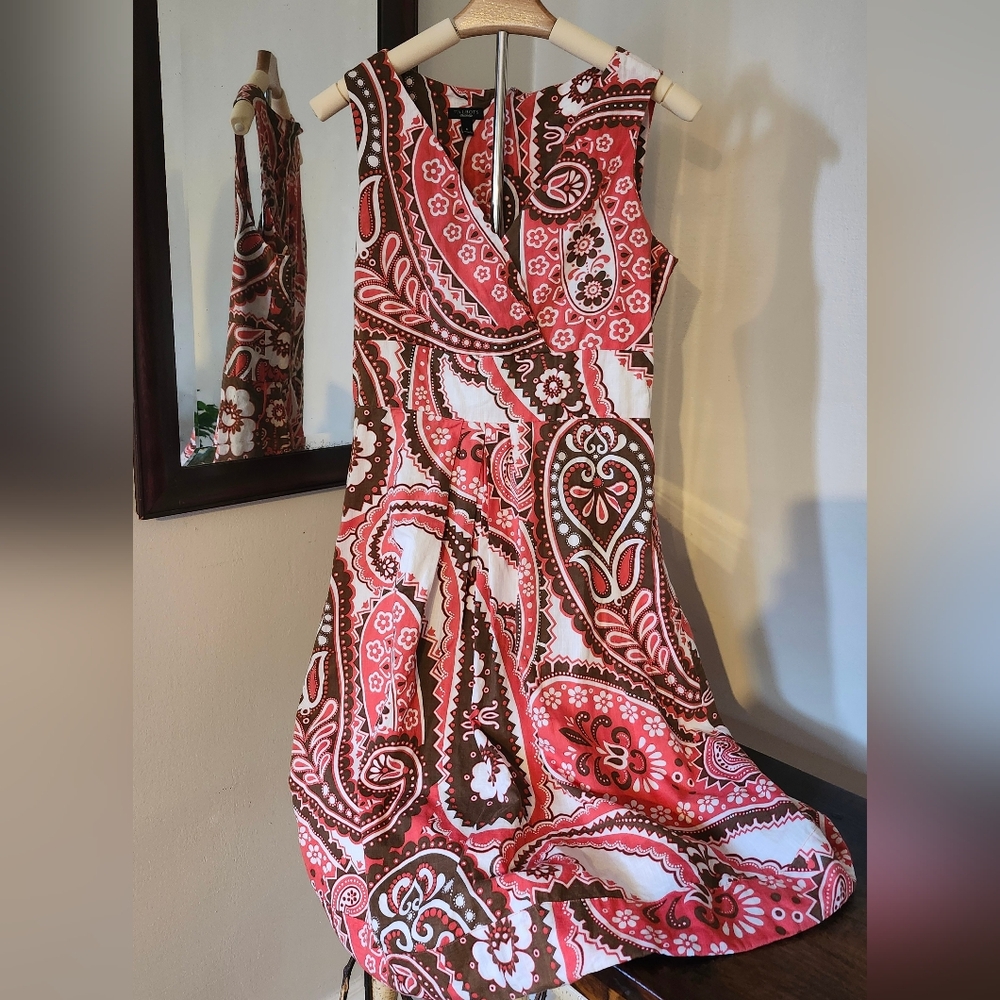 TALBOTS Paisley Print FIT AND FLARE Sleeveless Dress